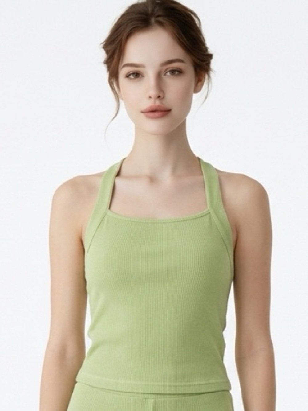 SHEIN | Ribbed Avacado Green Tie Halter Neck Top Women’s Size Small/4